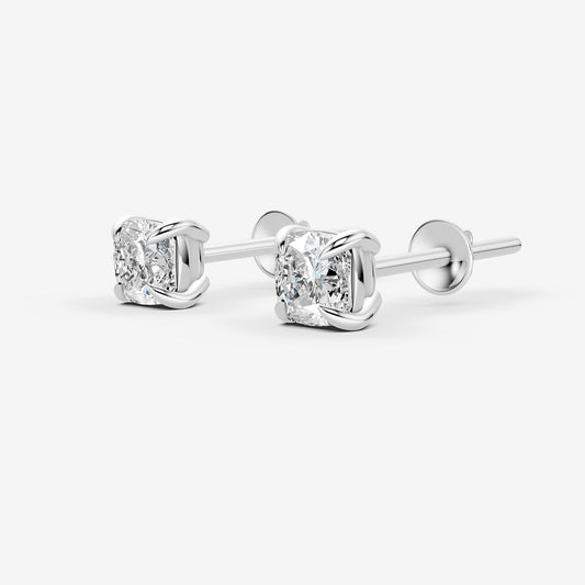 4.04ct Cushion Lab-Grown Diamond Earrings — white gold detail view