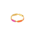 18k gold ring with rotating orange and pink enamel design, additional view