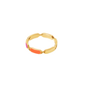 18k gold ring with rotating orange and pink enamel design, additional view