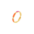 18k gold ring with rotating orange and pink enamel design