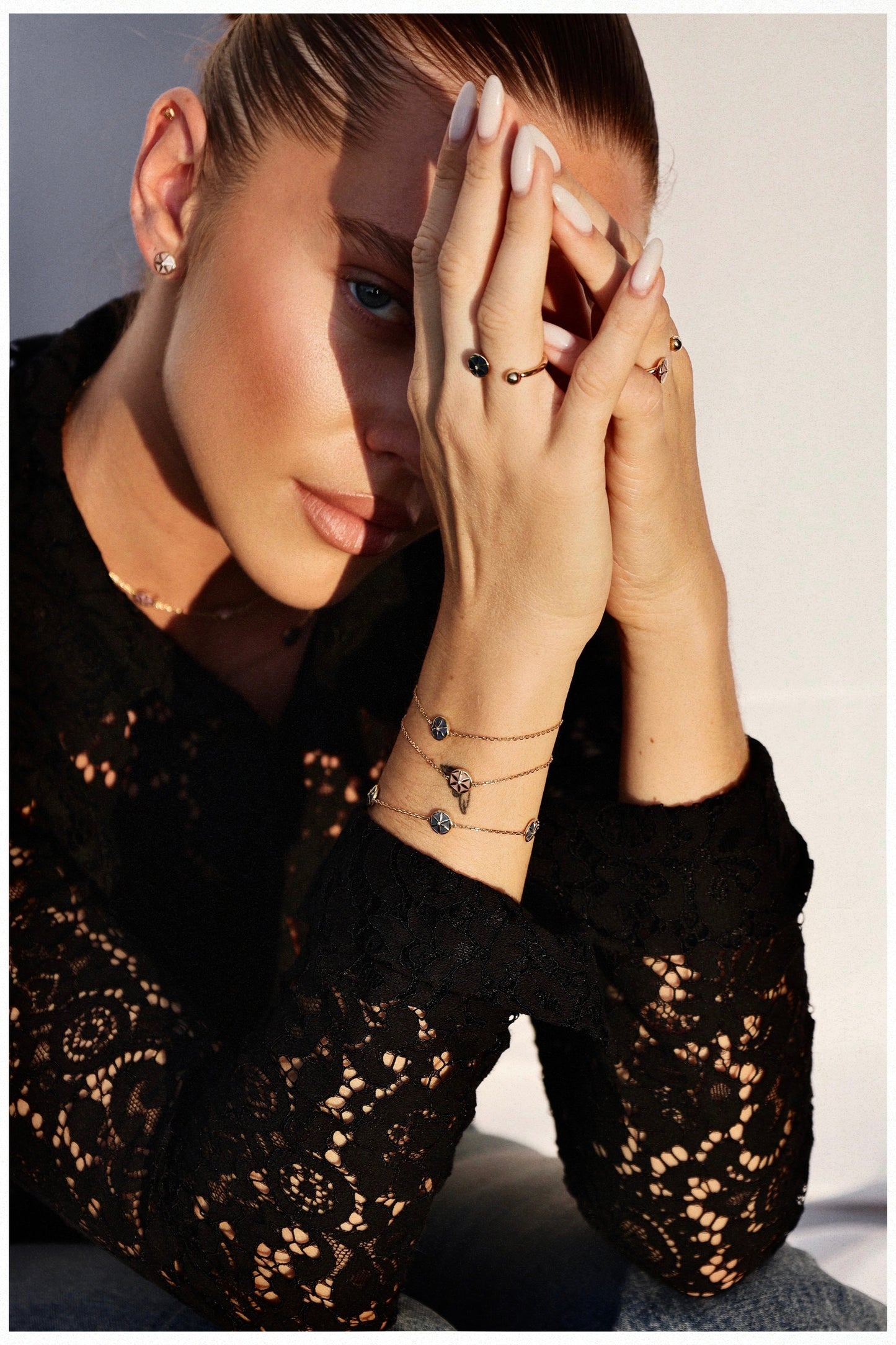 7LEAVES Flower of Elements bracelet worn in a lifestyle portrait