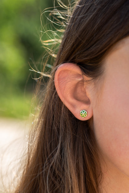 7LEAVES Flower of Elements earrings worn on the ear