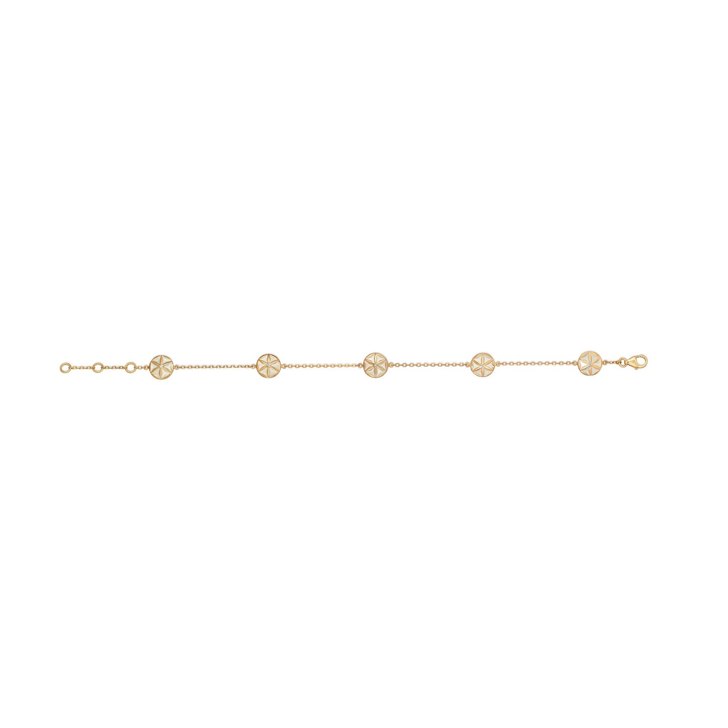 7LEAVES Flower of Elements five-flower bracelet with white mother-of-pearl
