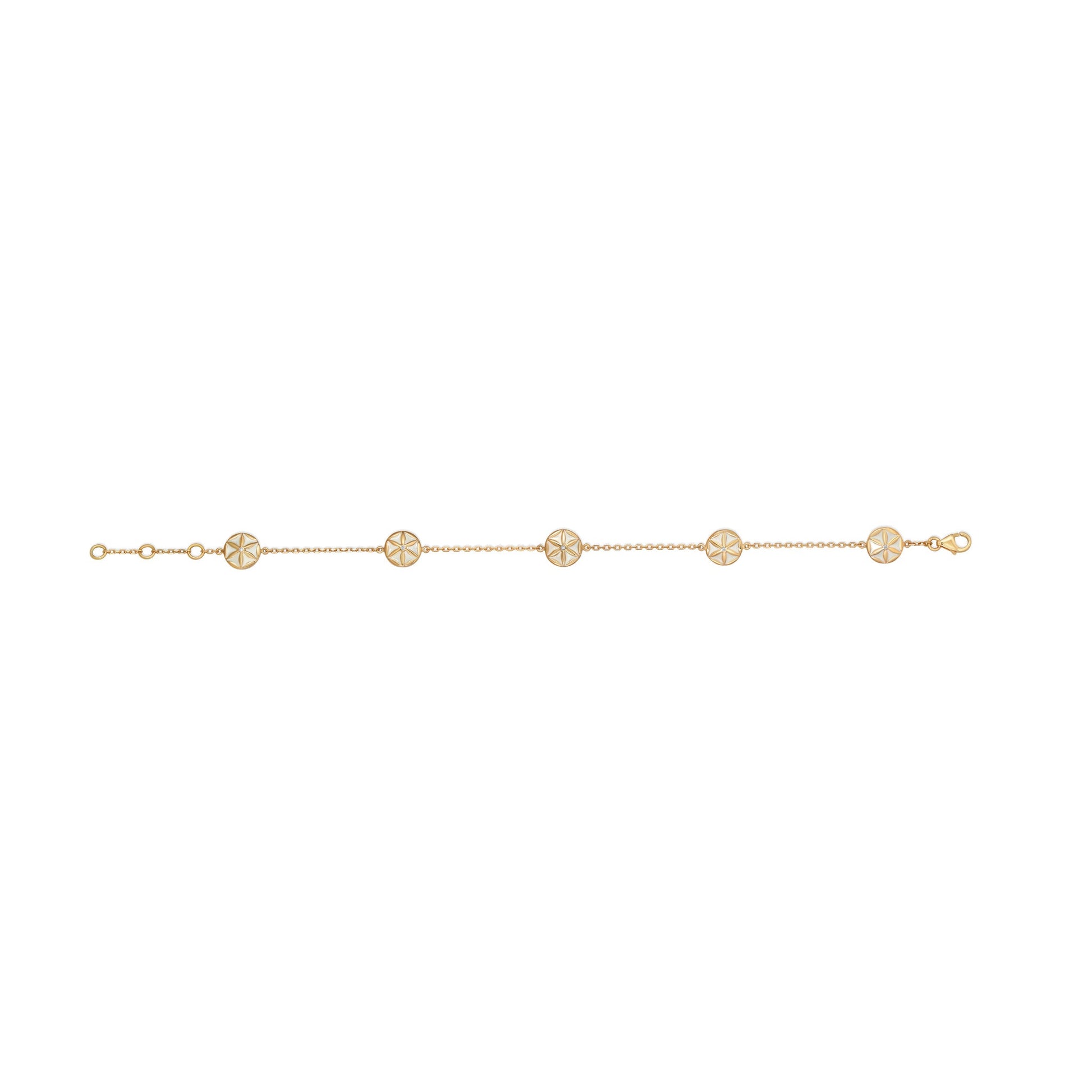 7LEAVES Flower of Elements five-flower bracelet with white mother-of-pearl