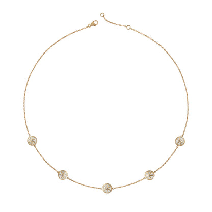 7LEAVES Flower of Elements mother-of-pearl necklace on a white background