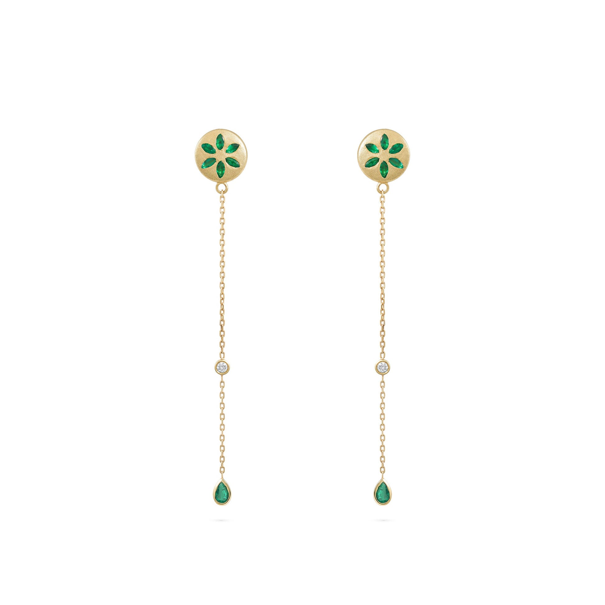 7LEAVES Palimpsest yellow gold earrings on a white background, alternate view