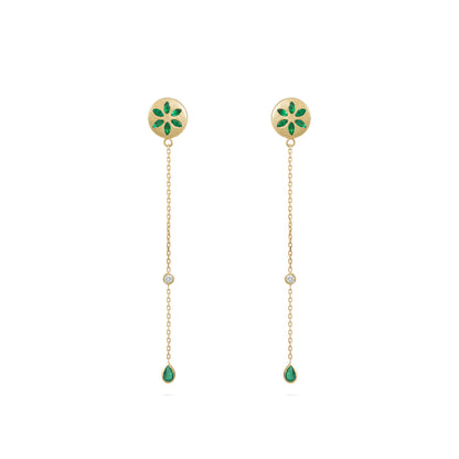 7LEAVES Palimpsest yellow gold earrings on a white background, alternate view