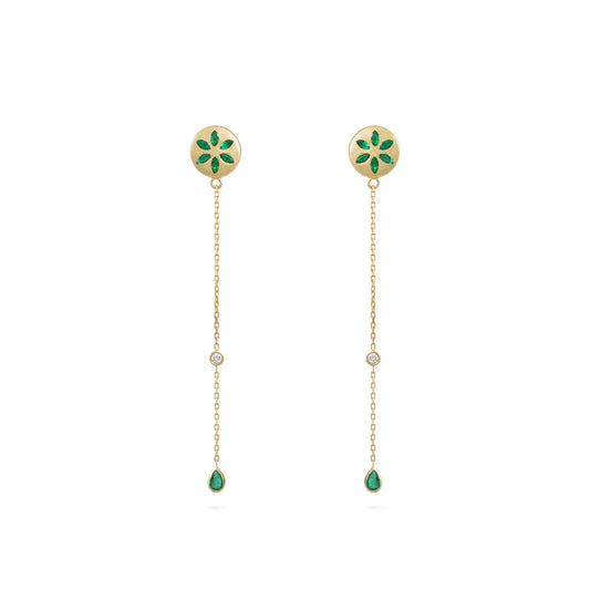 7LEAVES Palimpsest yellow gold earrings on a white background, alternate view