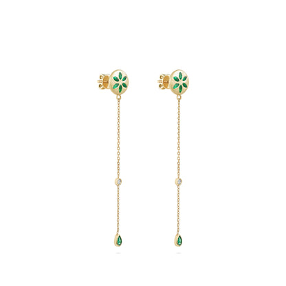 7LEAVES Palimpsest yellow gold earrings on a white background, front view
