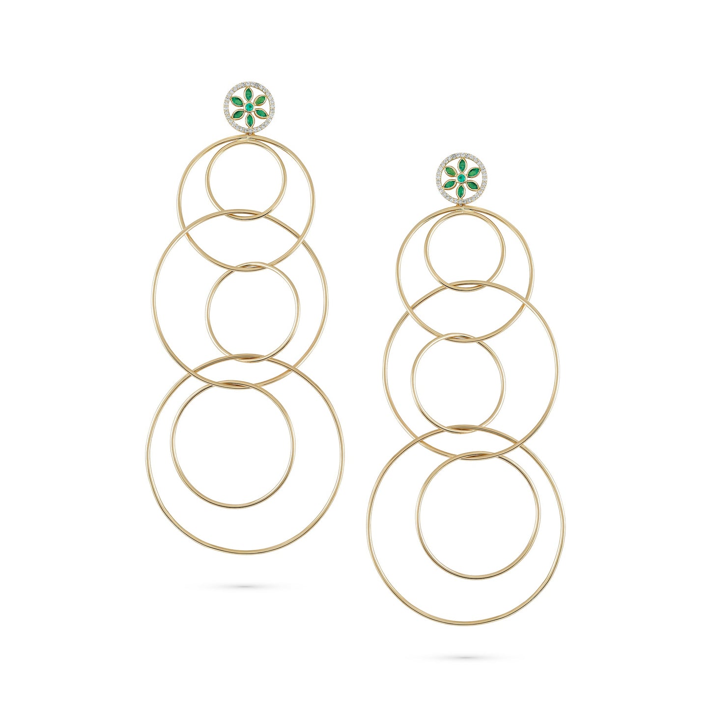 7LEAVES Unlock rose gold earrings on a white background, front view