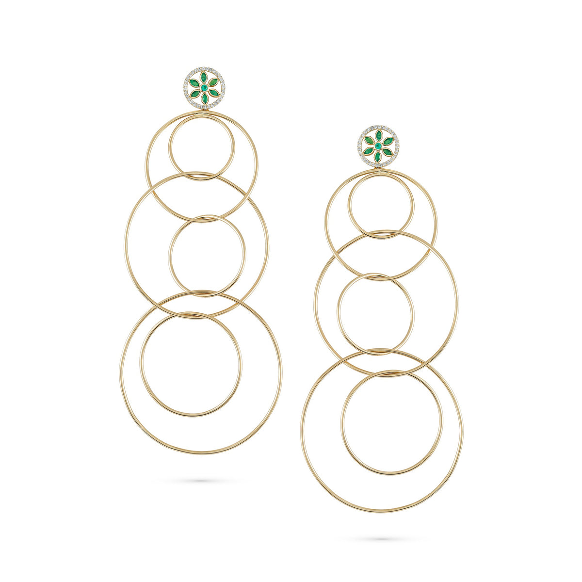 7LEAVES Unlock rose gold earrings on a white background, front view