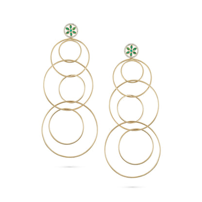 7LEAVES Unlock rose gold earrings on a white background, front view