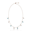 18k rose gold charm pendant necklace with blue enamel and diamonds, additional view