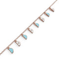 18k rose gold charm bracelet with blue and white enamel, additional view