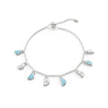 18k white gold charm bracelet with blue and white enamel, dome-inspired design