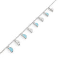 18k white gold charm bracelet with blue and white enamel, additional view