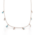 18k rose gold charm pendant necklace with blue enamel and diamonds, additional view