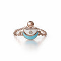 18k rose gold ring with blue enamel and diamonds, additional view