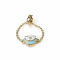 18k yellow gold ring with blue enamel and diamonds, dome-inspired design