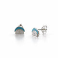 18k white gold stud earrings with blue enamel and diamonds, additional view
