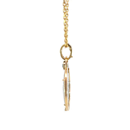 Gold necklace with a pendant on a white background