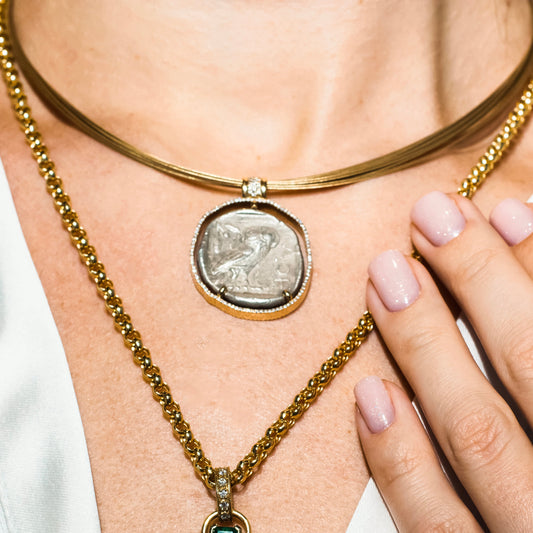 Athena & Owl Diamonds Pendant