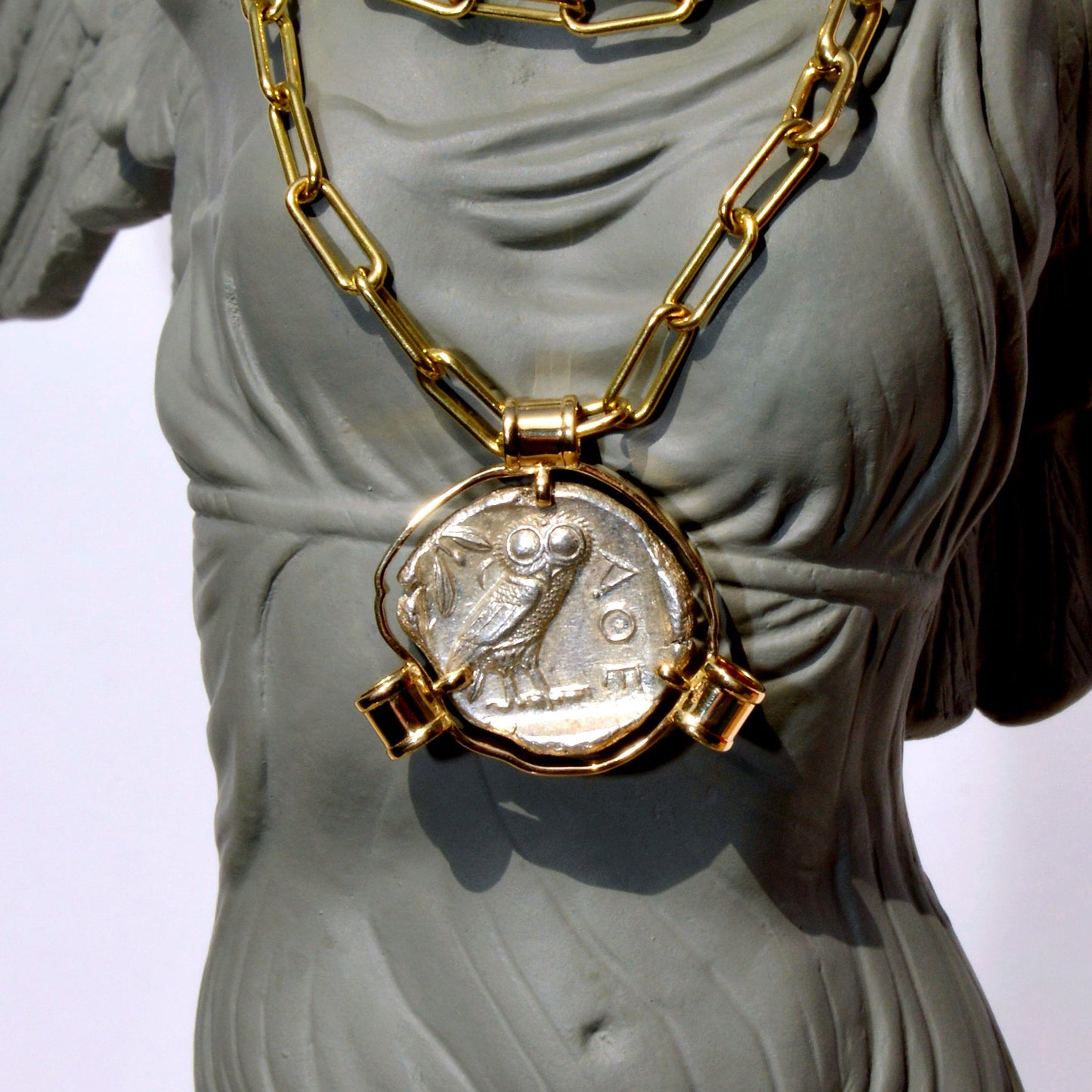Athena & Owl Gold Pendant