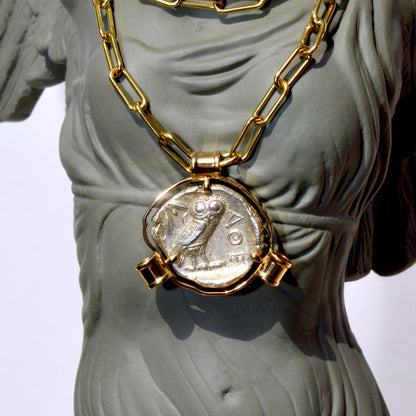 Athena & Owl Gold Pendant
