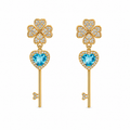 DTopaz Blue Topaz Mini Key Earrings in 18K gold, additional product view