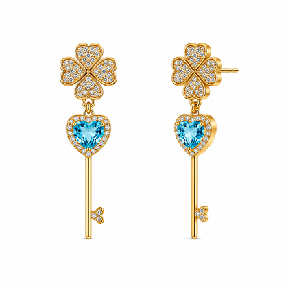 Blue Topaz Mini Key Earrings