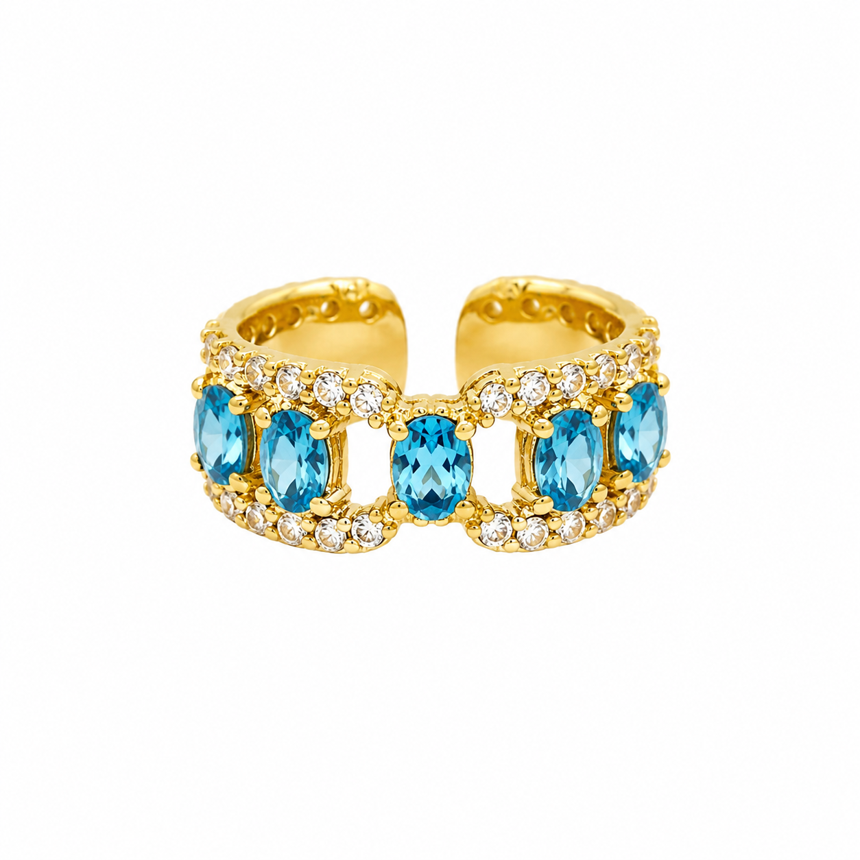 Blue Topaz Diamond Ring