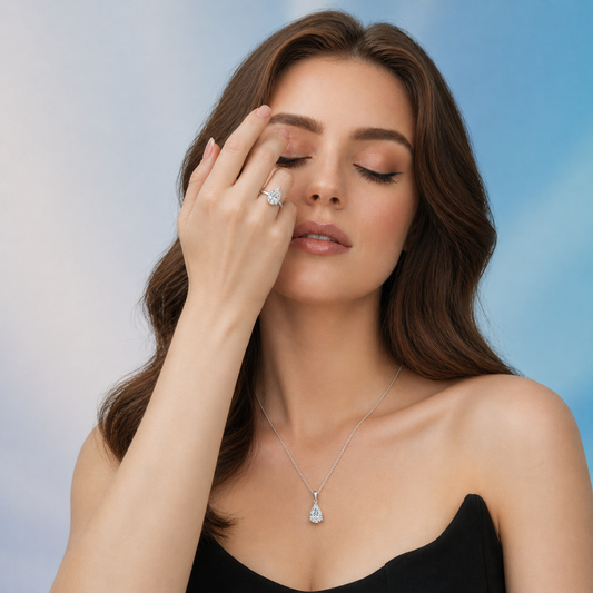 2.07ct Pear Lab-Grown Diamond Ring — worn by model, white gold