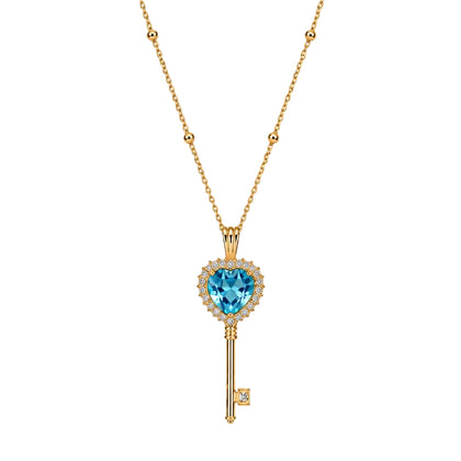 Blue Topaz Key Necklace