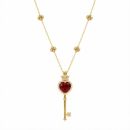 Double Face Ruby Key Necklace