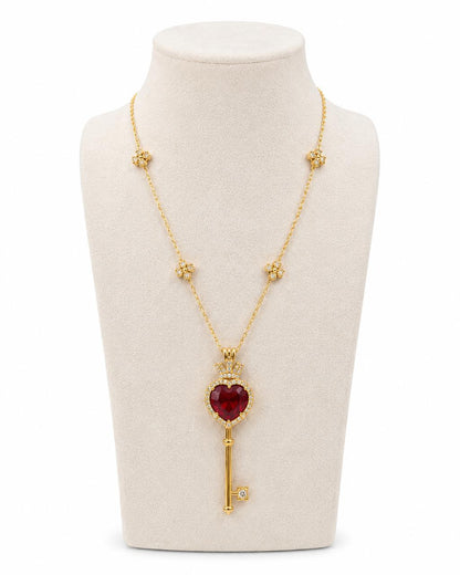 Double Face Ruby Key Necklace