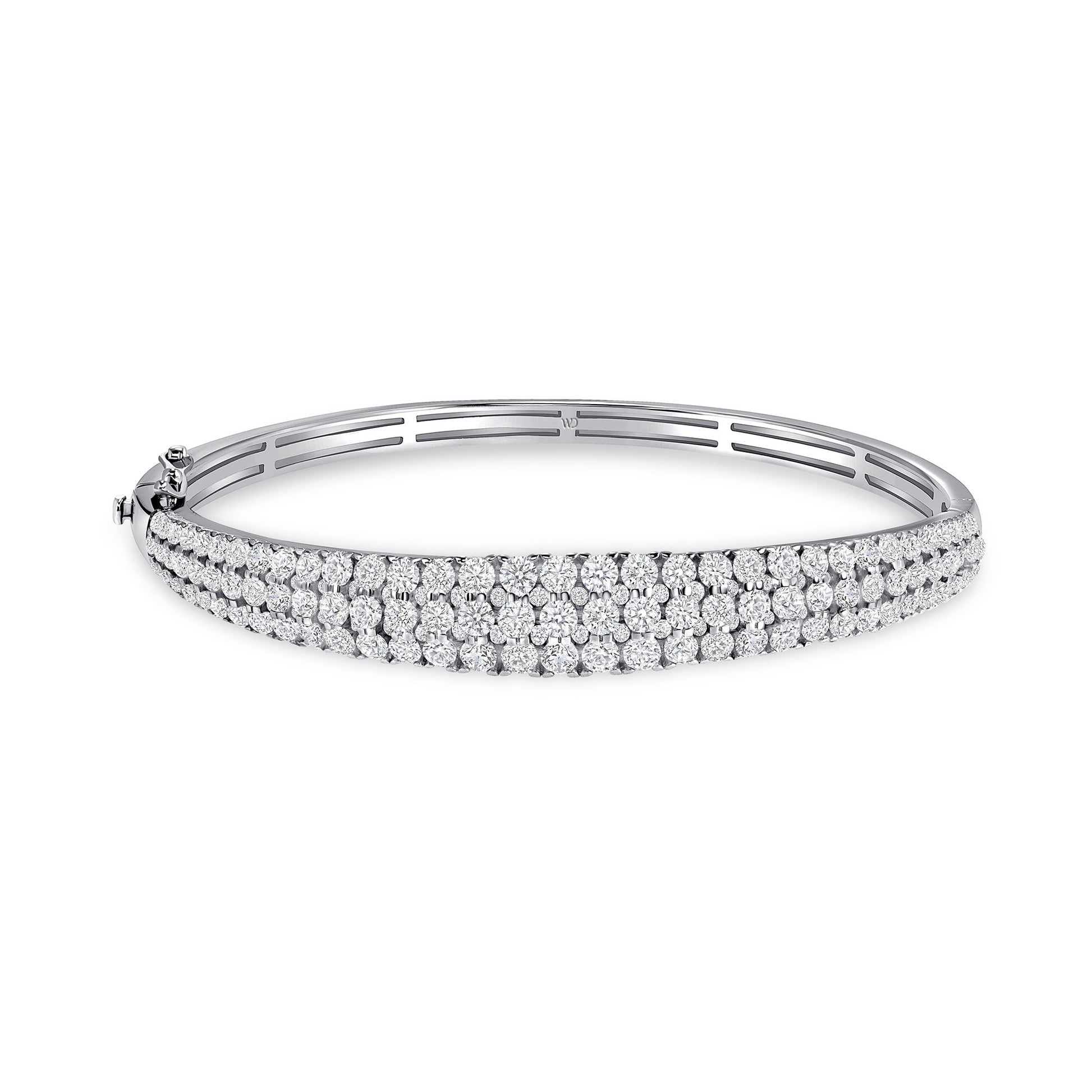 White Drop Dune Three Row Bangle in 18K white gold alternate product view