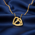 18k gold interlocking double-heart necklace with lab-grown diamonds, additional view