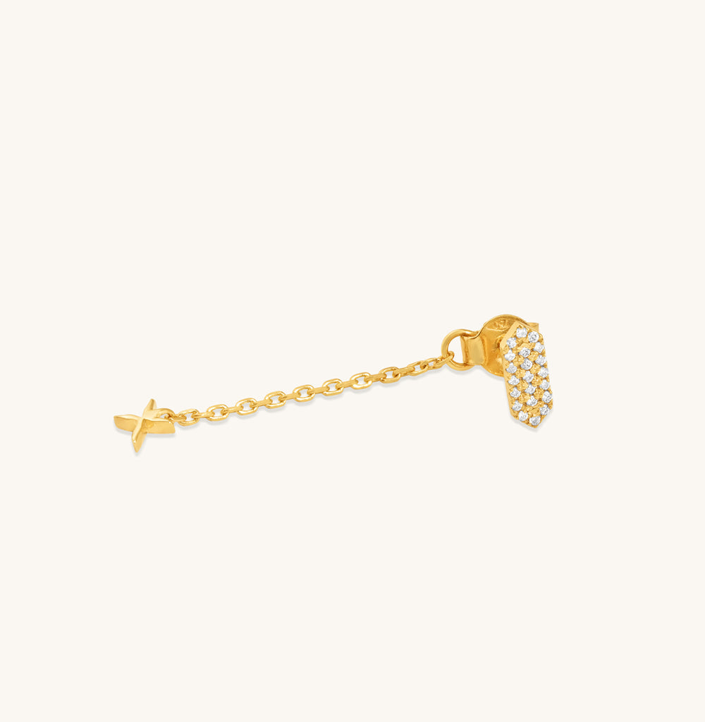 Facets X Full Diamond Ear Jacket Studs