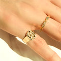 18k gold ring with diamonds and white enamel, additional view