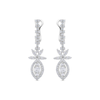 Pair of diamond earrings on a white background