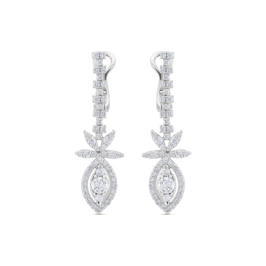 Pair of diamond earrings on a white background
