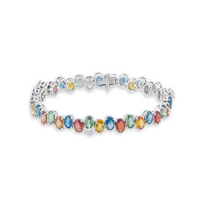 Multicolored gemstone bracelet on a white background