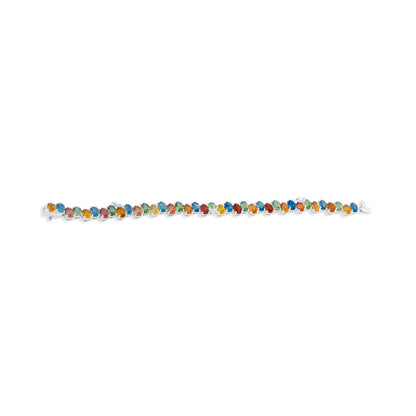 Multicolored beaded bracelet on a white background