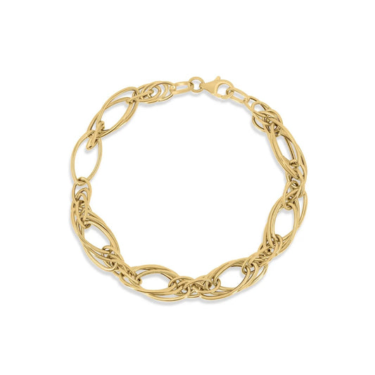 Gold chain bracelet on a white background