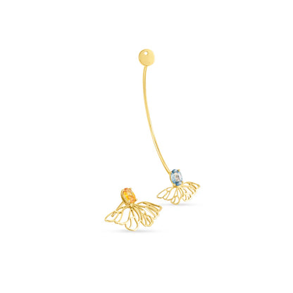 Gold earrings with a white background