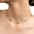 Gold necklace with square pendants