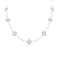 White gold necklace with star-shaped pendants on a white background