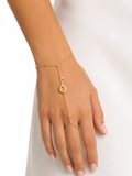 18k gold hand-chain bracelet with key motif and citrine, additional view