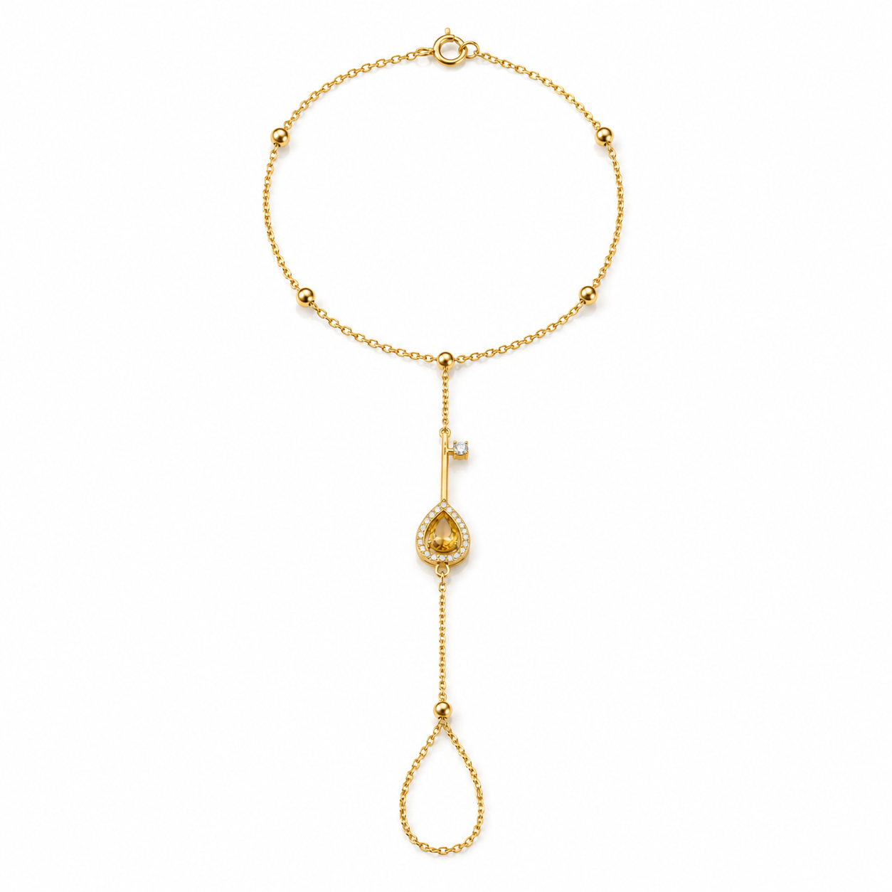 Key Citrine Hand-Chain Bracelet