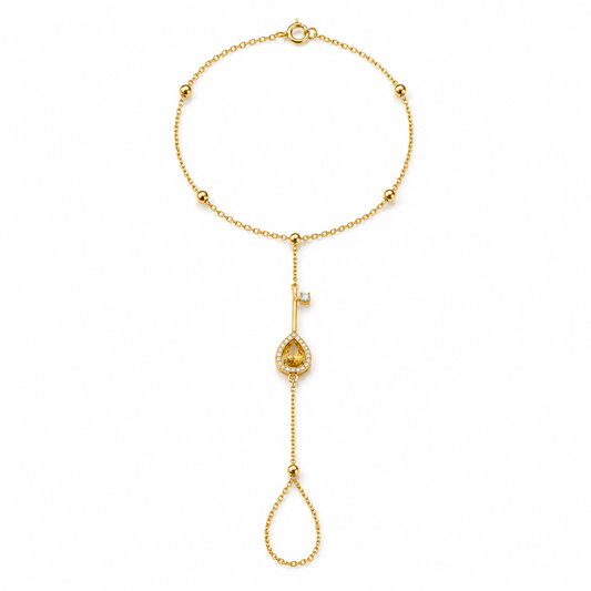 Key Citrine Hand-Chain Bracelet